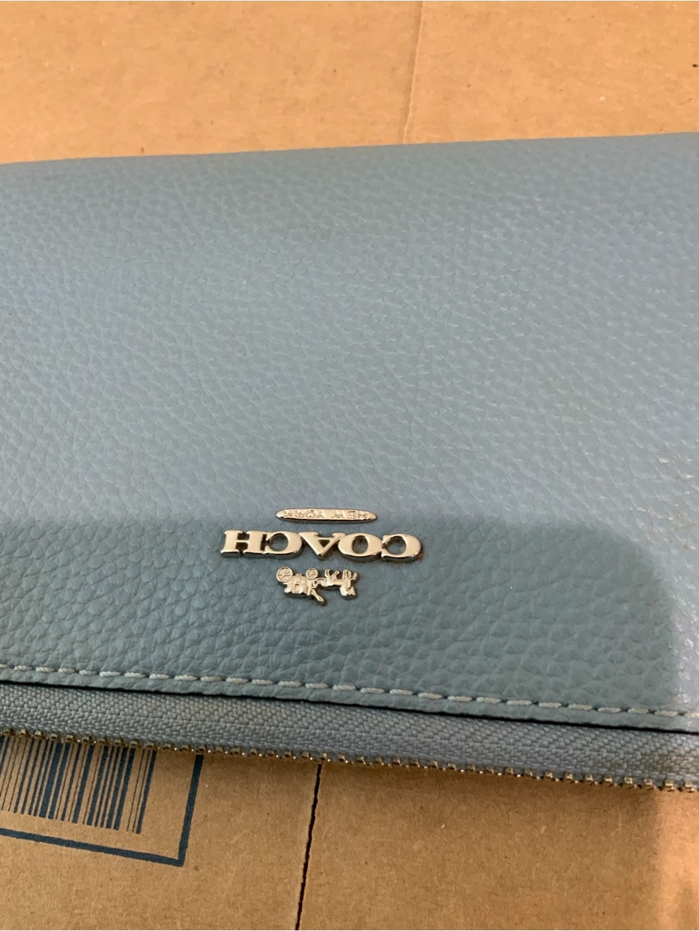 Coach Pebbled Leather Zip Wallet in Dusty Blue - Picture 3 of 6